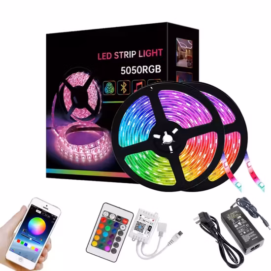 LED ストリップ ライト、柔軟な RGB LED ライト ストリップ キット、DMX コントローラーおよび 12V 電源付き、色変更